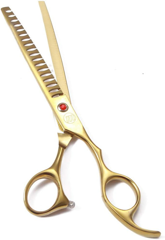 Professional Dog Grooming Scissors Set – 7"/8" Chunkers, Curved, Straight & Thinning Shears + Grooming Comb – Japanese 440C Steel, Ergonomic Design