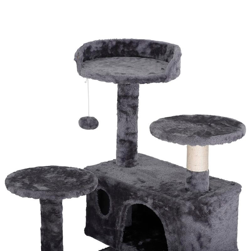 Segawe 55" Cat Tree Condo – Multi-Level Tower with Plush Perches, Sisal Scratching Posts, 2 Hideaways & Hanging Toys