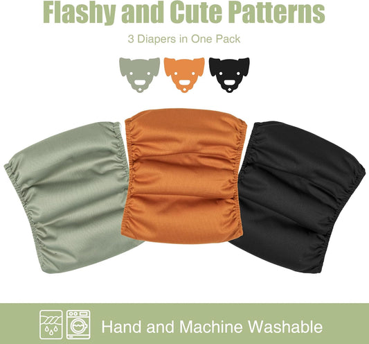 Wegreeco Washable Male Dog Diapers – 3 Pack Belly Bands for Small Dogs (11"-14" Waist) – Leak-Proof & Reusable Wraps