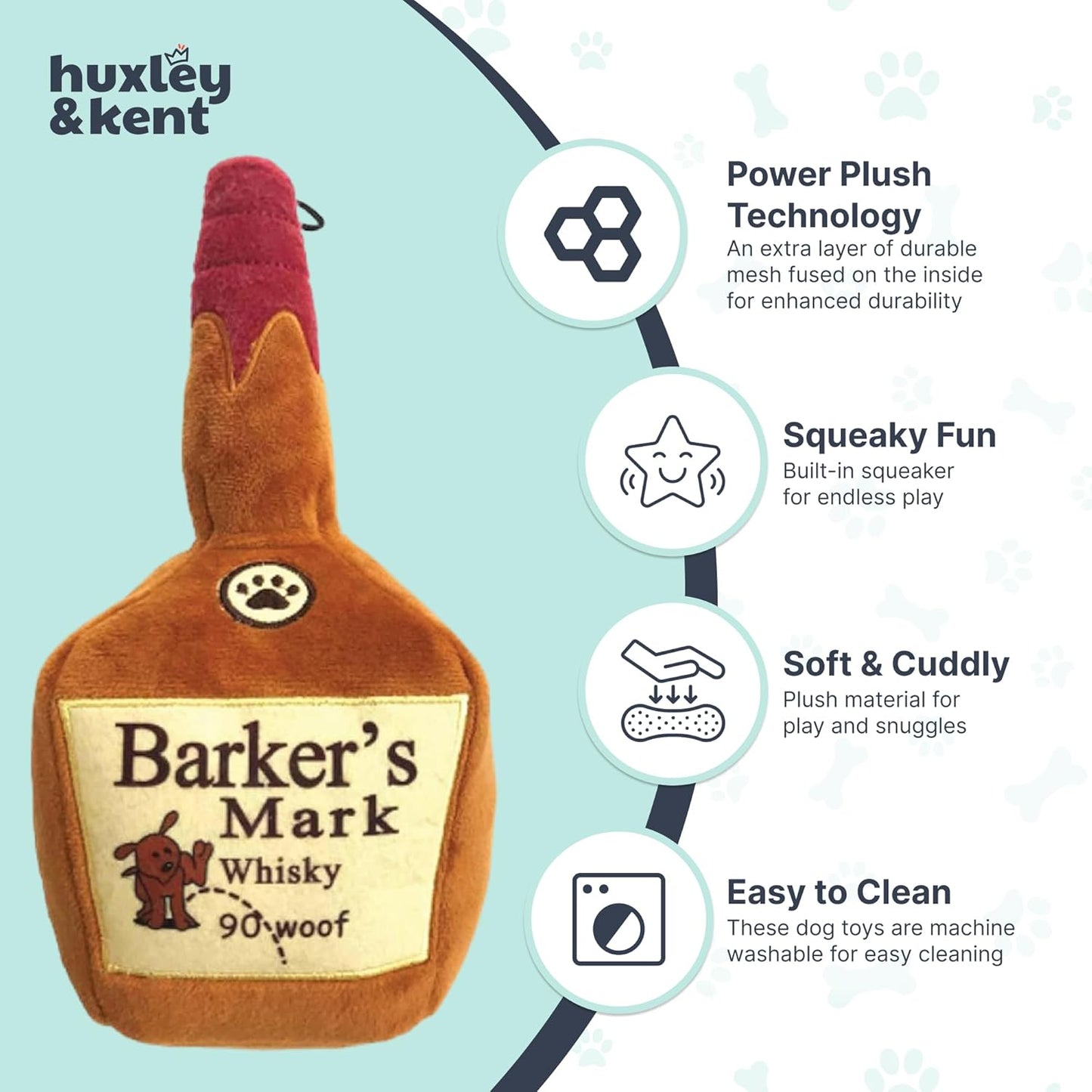 Plush Dog Toy with Squeaker – Durable Power Plush Stuffed Toy for Small & Large Dogs – Soft, Cute & Tough – Barker’s Mark, Large
