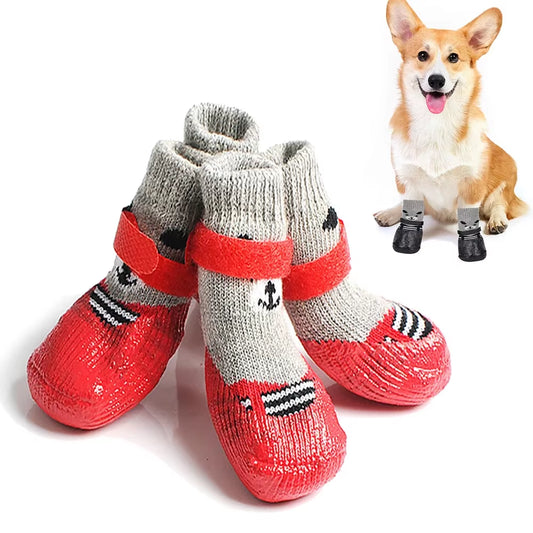 4Pcs Waterproof Winter Pet Shoes – Anti-Slip & Warm Dog/Cat Boots