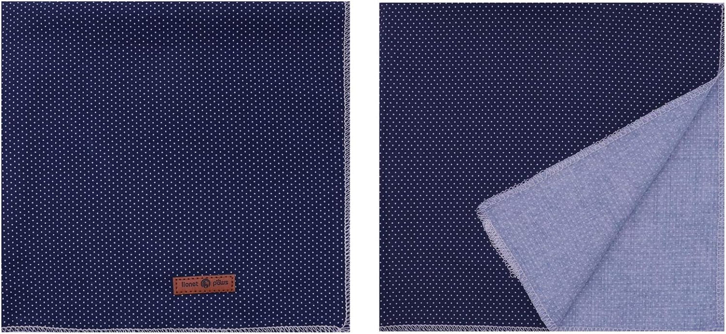 Cotton Dog Bandana – Triangle Scarf for Small, Medium & Large Dogs or Cats – Soft Kerchief Bib – Blue Pattern