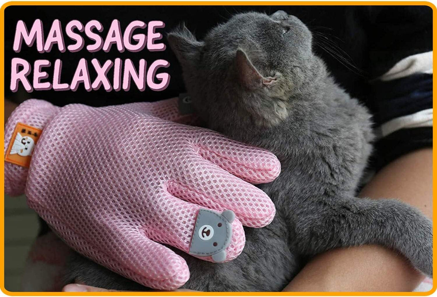 Pet Grooming Glove – Gentle Deshedding Brush for Cats & Dogs, Hair Remover & Massage Mitt, Five-Finger Design, Right Hand (Pink)