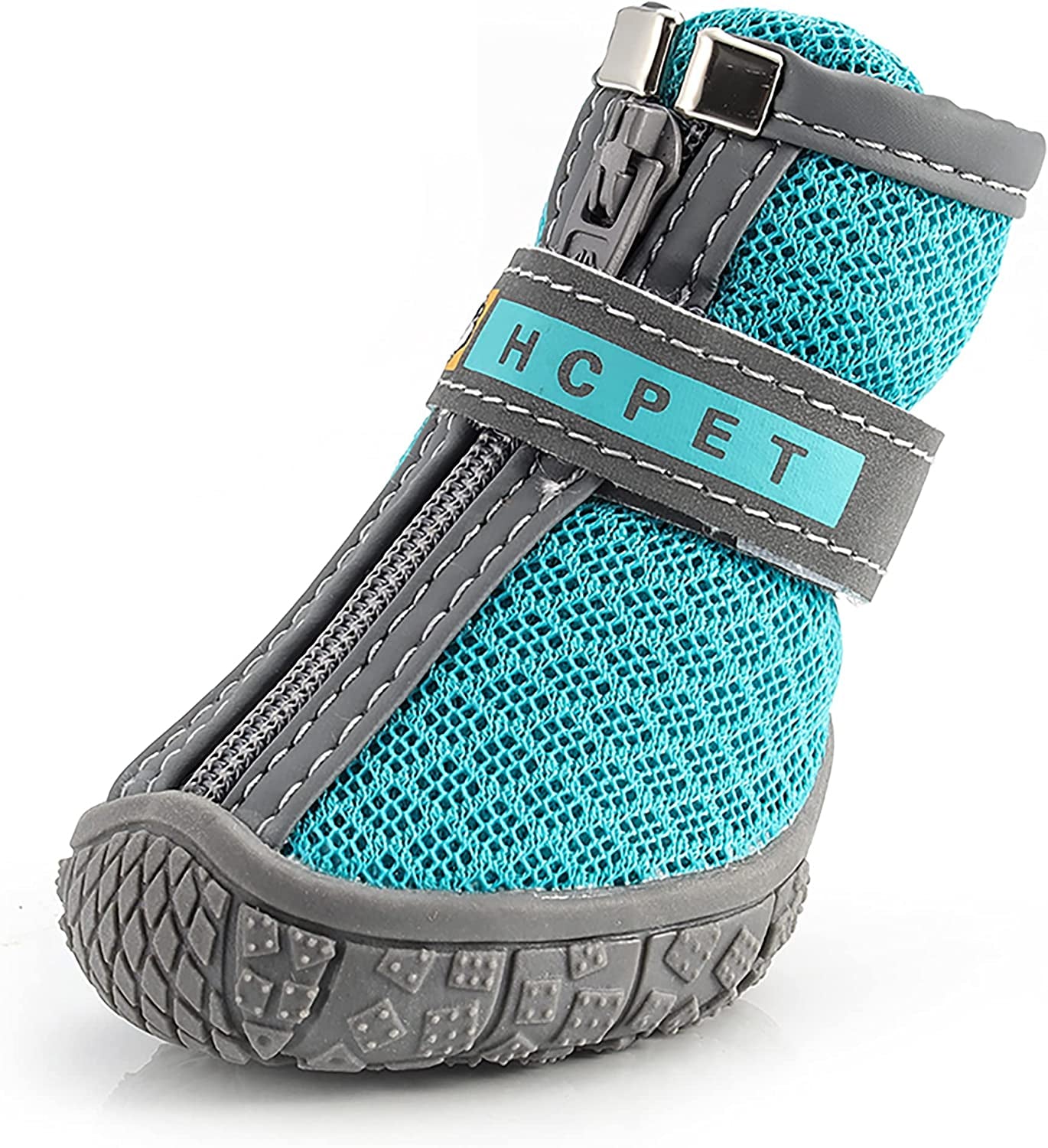 Dog Hiking Boots – Paw Protector with Anti-Slip Sole, Breathable, Adjustable (Blue, Size 4, 4-Pack)