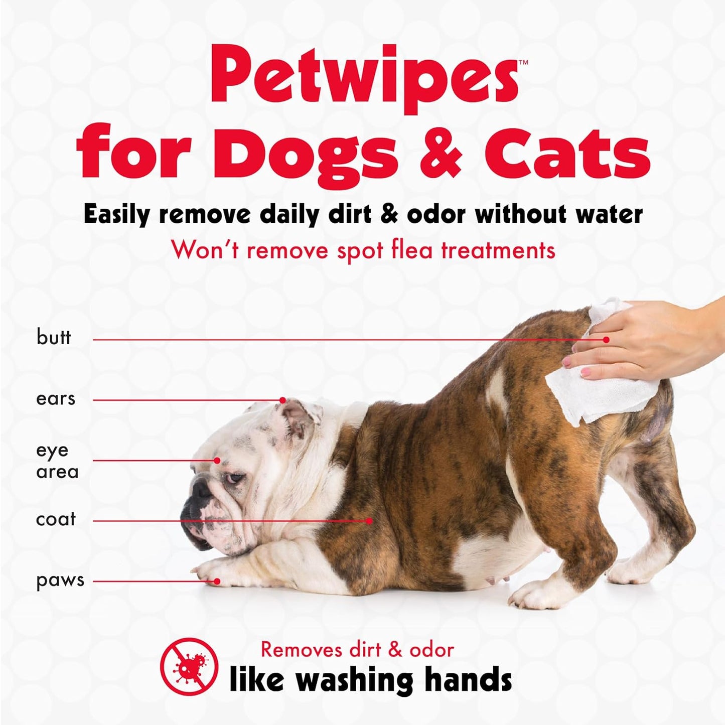 Pet Wipes for Dogs & Cats – 100 Large Aloe-Enriched Grooming Wipes – Removes Dirt & Odor – Cleans Ears, Face, Paws & Butt – Fresh Scent
