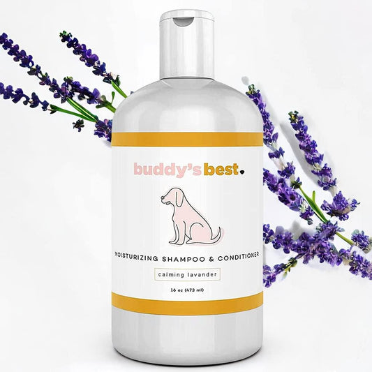 Buddy’s Best Oatmeal Dog Shampoo & Conditioner – Hypoallergenic, Lavender Scent, Moisturizing for Sensitive Skin – 16 oz