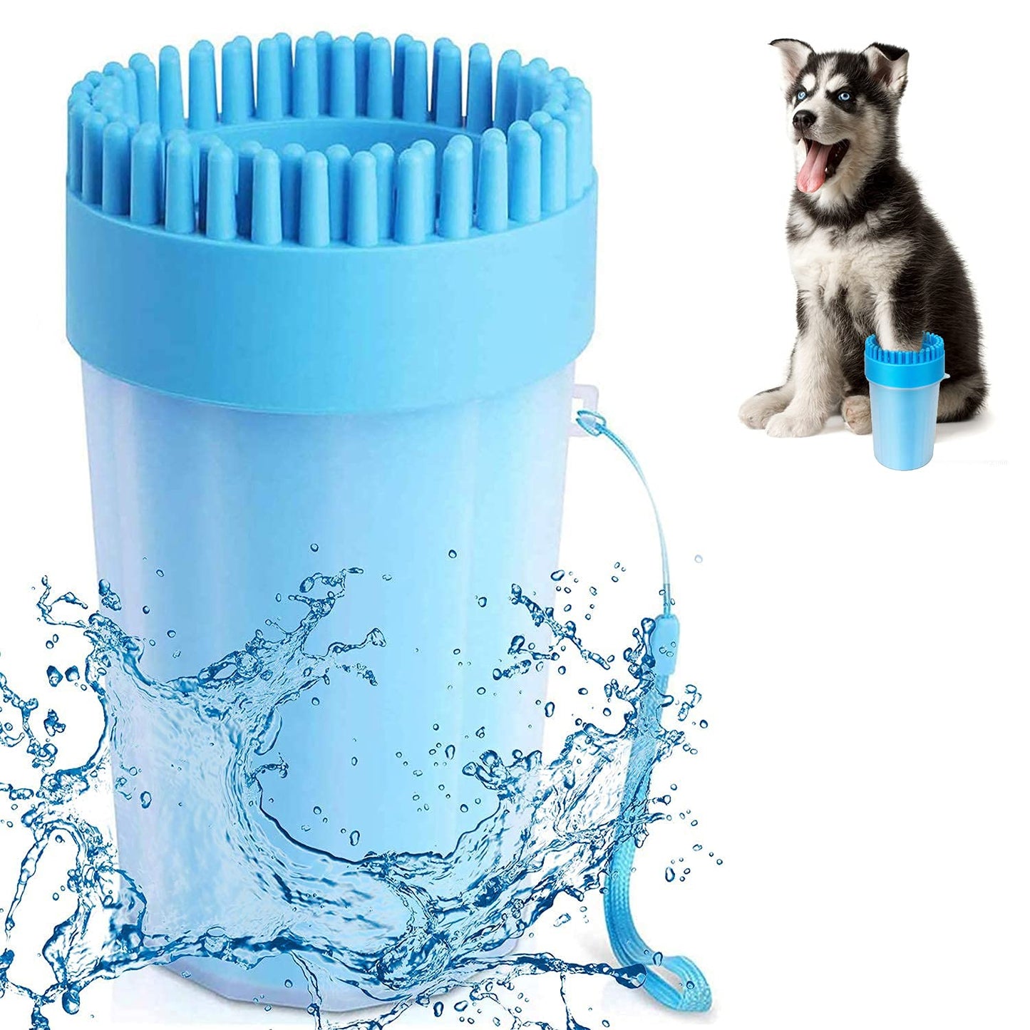 2-in-1 Portable Dog Paw Cleaner & Grooming Brush – Soft Silicone Pet Foot Washer Cup for Muddy Paws – Large Size for Dogs