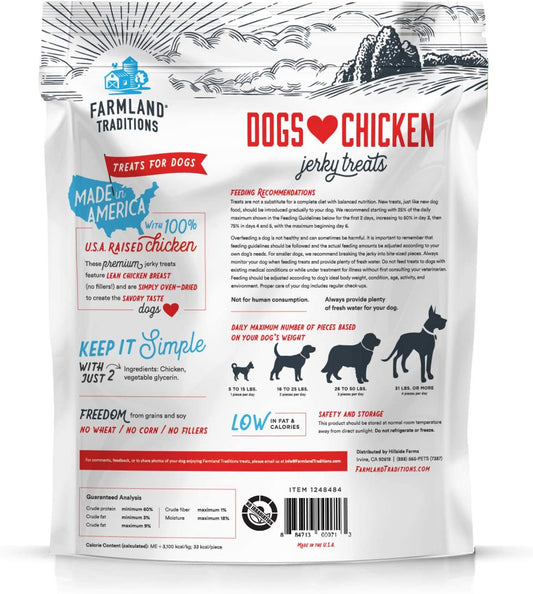 Dogs Love Chicken Jerky Dog Treats – Premium USA-Raised Lean Chicken, 2-Ingredient, High-Protein & Grain-Free, 3 lb Bag