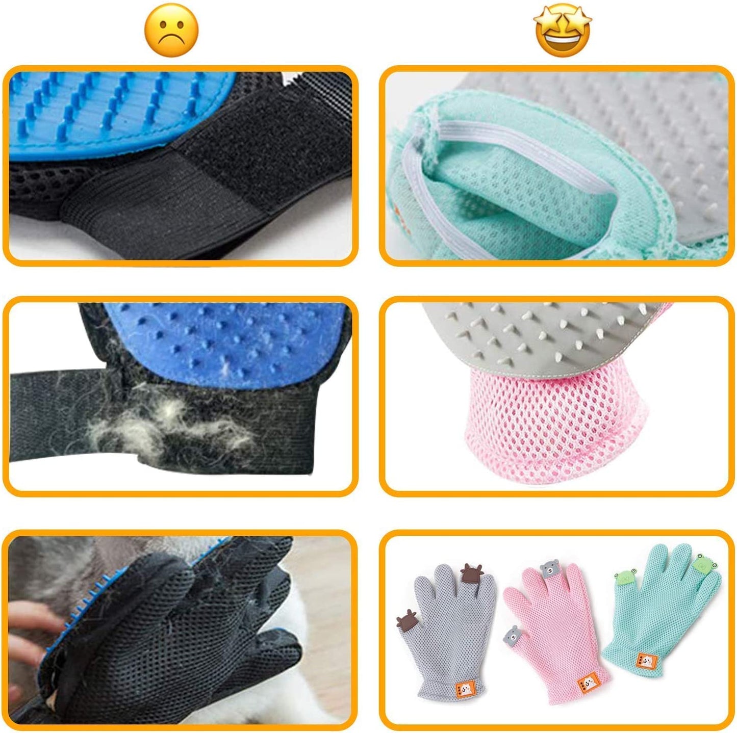 Pet Grooming Glove – Gentle Deshedding Brush for Cats & Dogs, Hair Remover & Massage Mitt, Five-Finger Design, Right Hand (Pink)