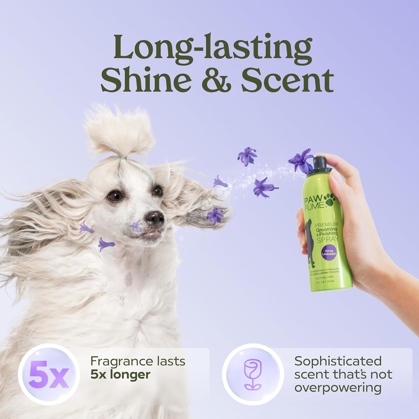 Pawfume Dog Detangler Grooming Spray – Royal Lavender – Long-Lasting Freshness, Hypoallergenic & Alcohol-Free – Coat Deodorizer & Moisturizer – 8oz