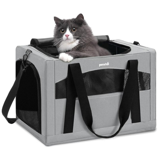 Pecute Cat Carrier Bag – Stable & Portable Pet Carrier with Breathable Design and Hidden Partition (16.9" x 11" x 11")