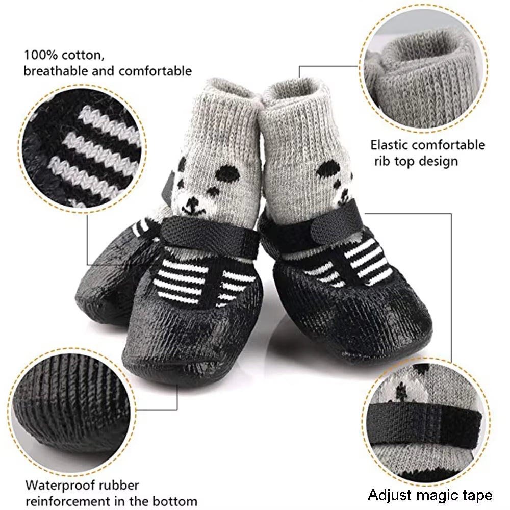 4Pcs Waterproof Winter Pet Shoes – Anti-Slip & Warm Dog/Cat Boots