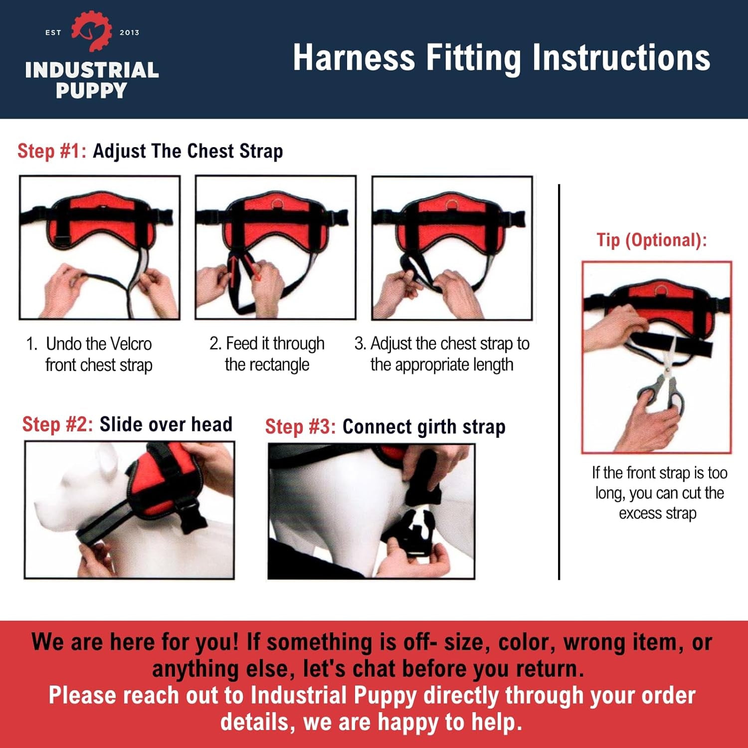 Service Dog in Training Vest with Handle – Reflective Harness with Hook & Loop Straps, Removable Patches & Mesh Lining (XXS–XXL)