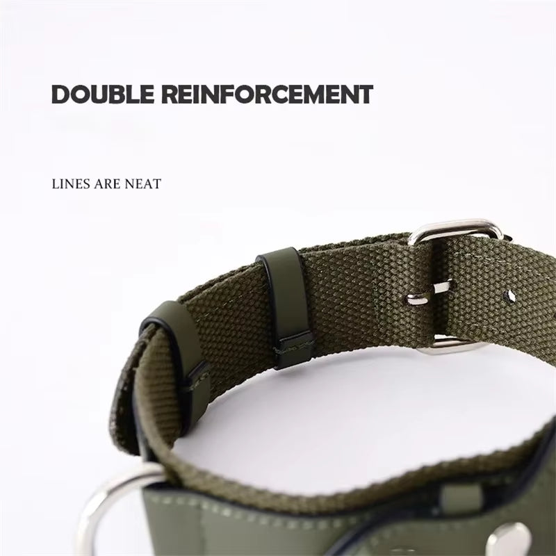 Luxury Leather Dog Collar with AirTag Holder – Adjustable & Anti-Lost