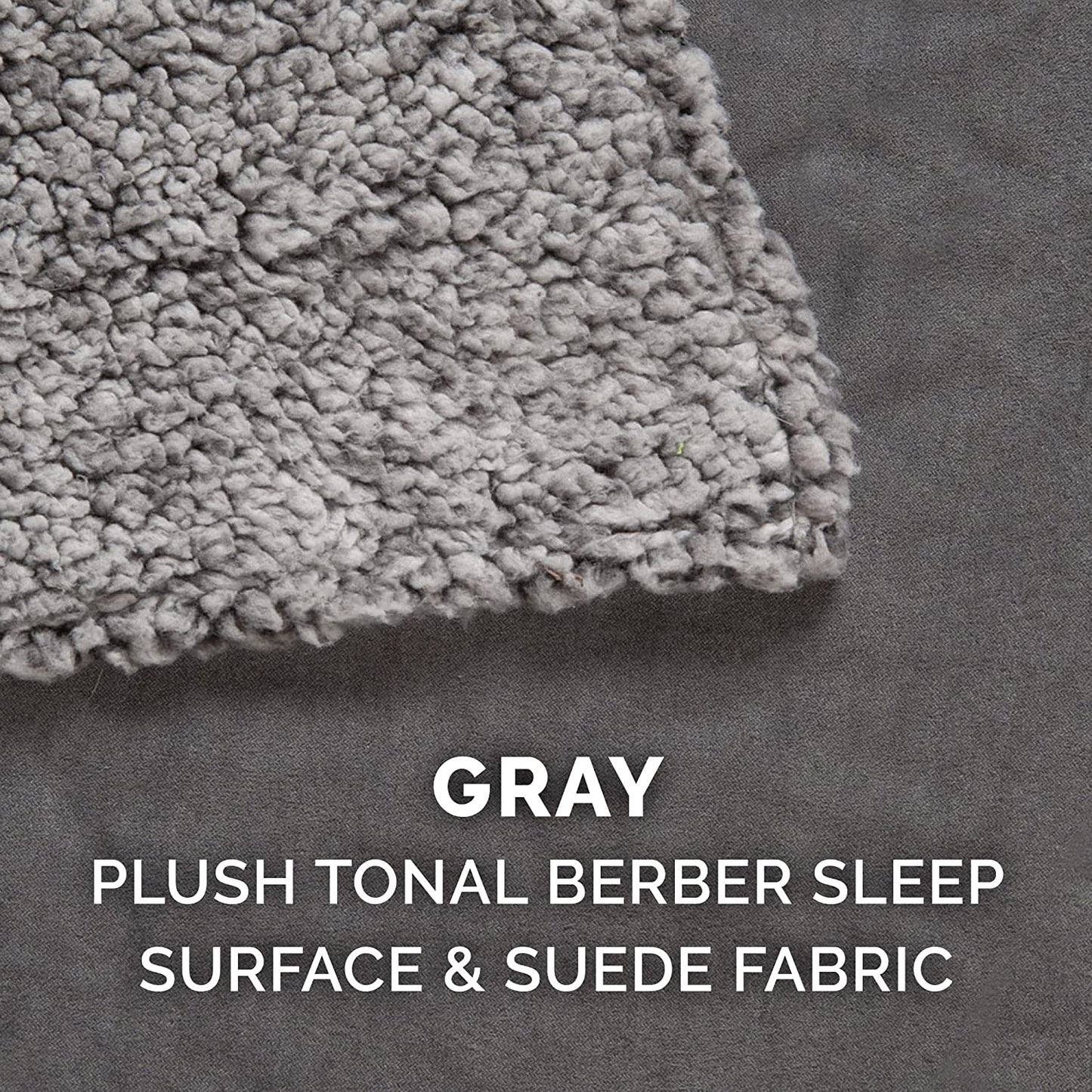 Orthopedic Dog Bed – Large with Removable Washable Cover, Berber & Suede Blanket Top, for Dogs up to 55 lbs (Gray)