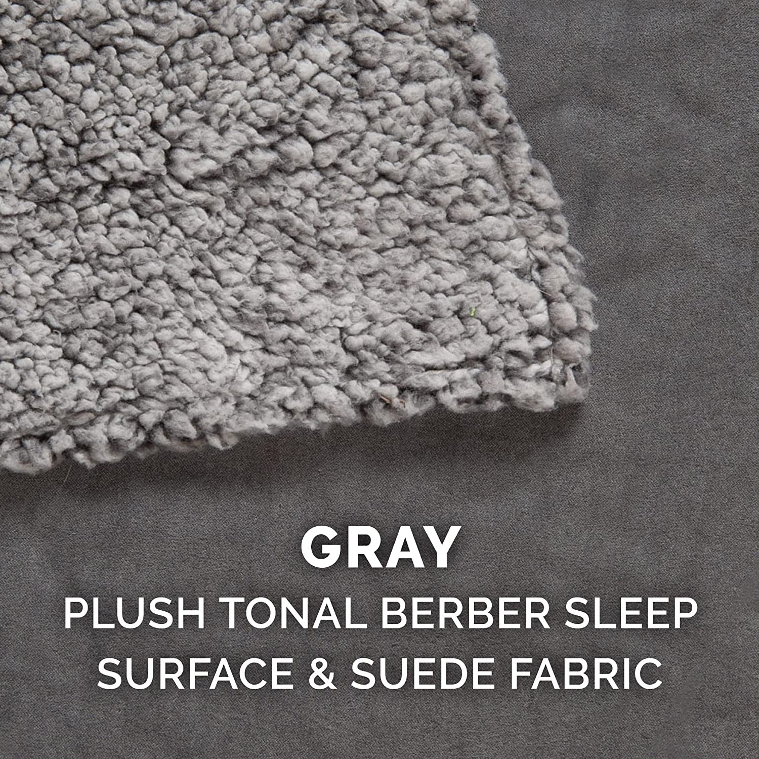 Orthopedic Dog Bed – Large with Removable Washable Cover, Berber & Suede Blanket Top, for Dogs up to 55 lbs (Gray)