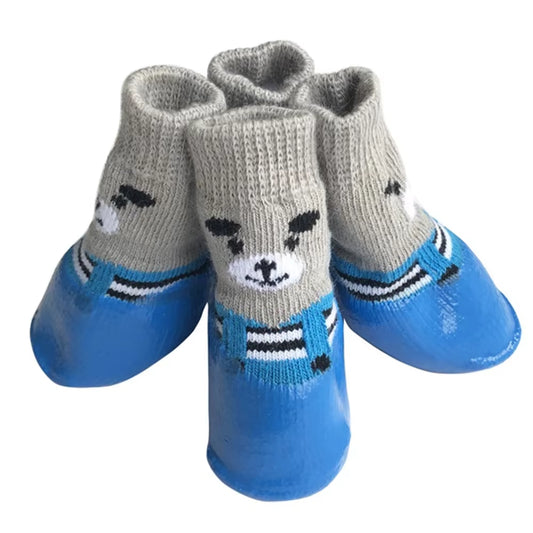 4Pcs Waterproof Winter Pet Shoes – Anti-Slip & Warm Dog/Cat Boots