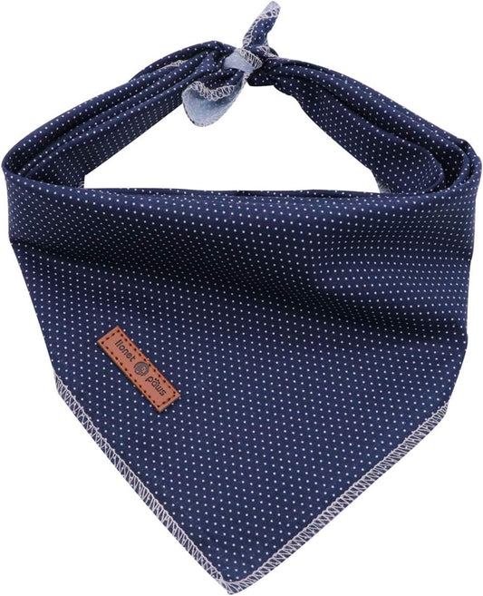 Cotton Dog Bandana – Triangle Scarf for Small, Medium & Large Dogs or Cats – Soft Kerchief Bib – Blue Pattern