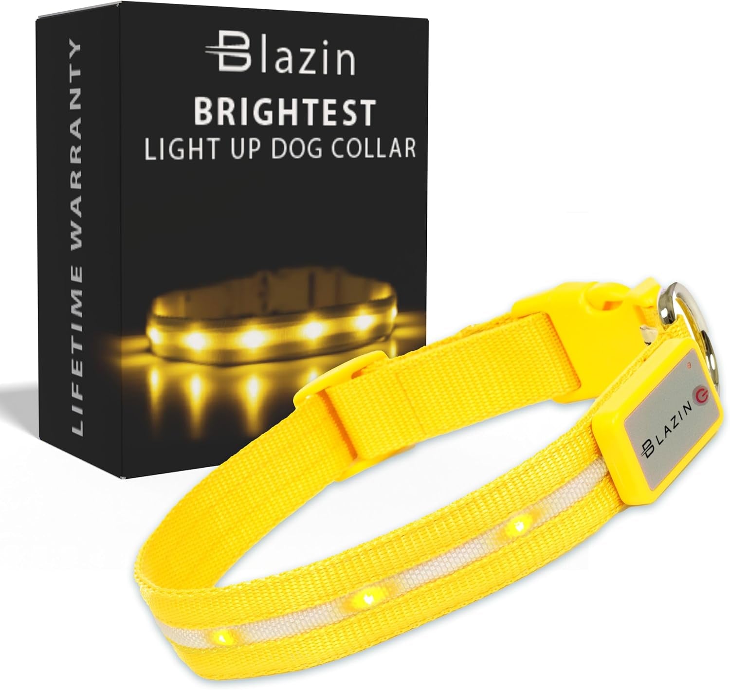 Light up Dog Collar - the Original LED Dog Collar - USB Rechargeable - Waterproof - 1,000 Feet of Visibility - Dog Collar Light for Small, Medium, Large Dogs - USA Brand