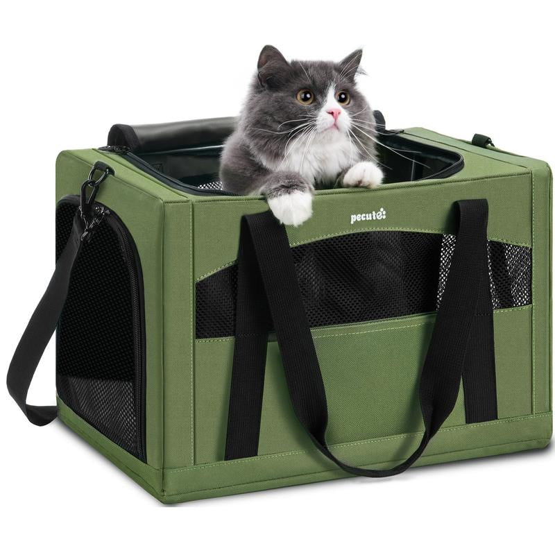 Pecute Cat Carrier Bag – Stable & Portable Pet Carrier with Breathable Design and Hidden Partition (16.9" x 11" x 11")