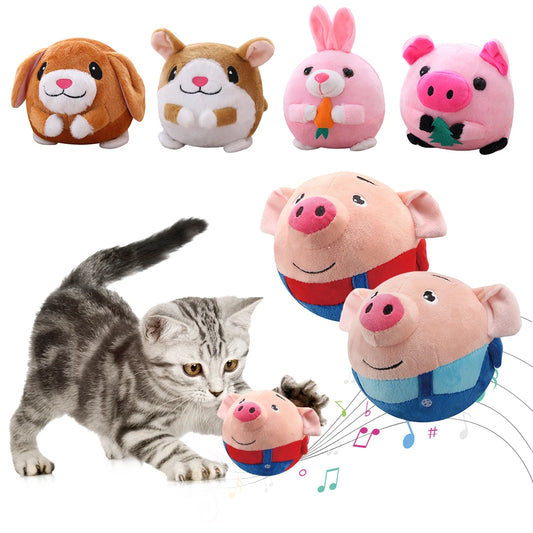Interactive Plush Dog Toy – Self-Moving Bouncing Ball with Sound & Bite-Resistant Design