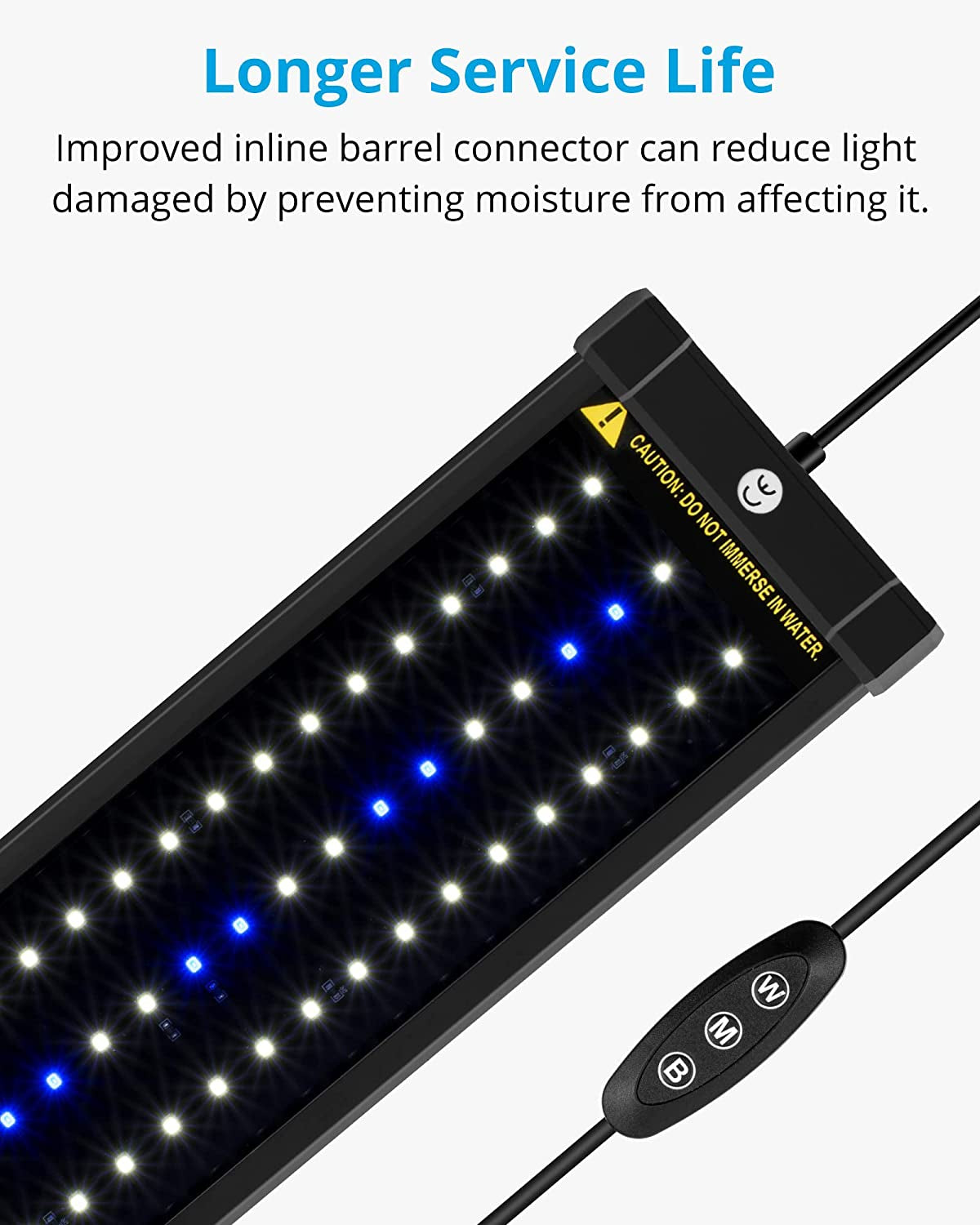 Aquarium LED Light – 36-48" Extendable, White & Blue Modes, 25W