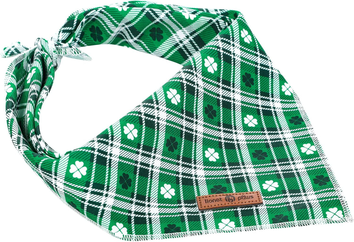 St. Patrick’s Day Dog Bandana – Green Clover Triangle Scarf for Small, Medium & Large Dogs or Cats – Soft Cotton Pet Kerchief