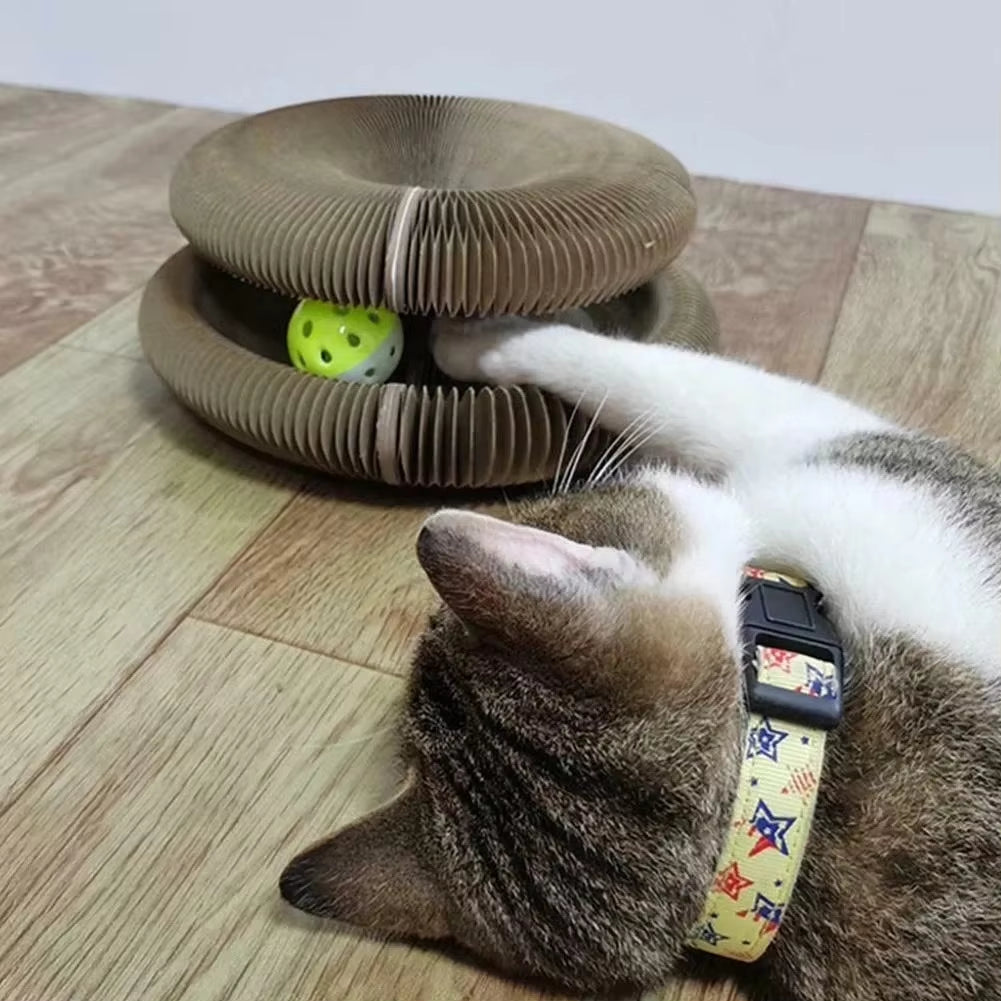 Foldable Cat Scratching Board – Interactive Accordion Design