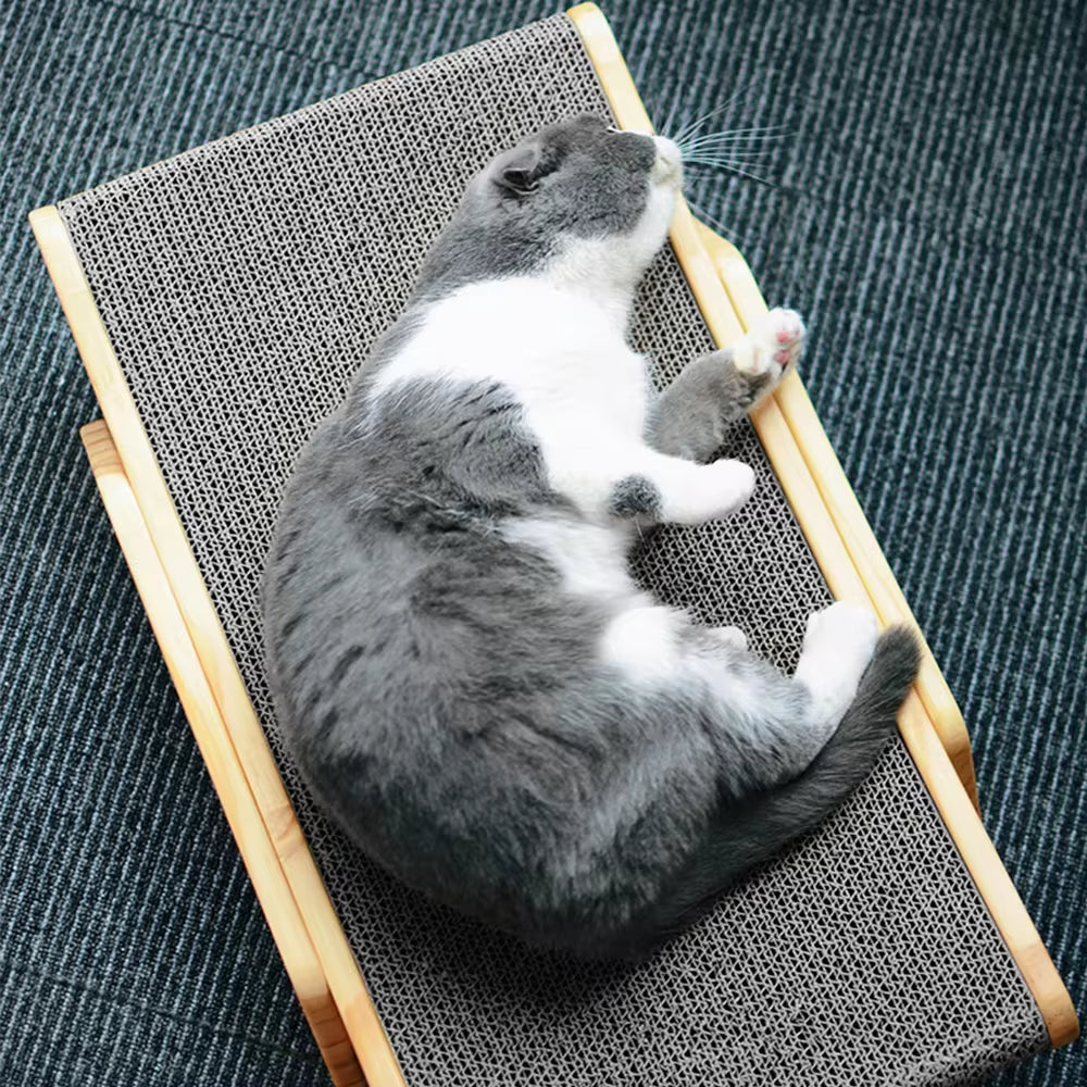 3-in-1 Wooden Cat Scratcher & Lounge Bed – Adjustable Angles