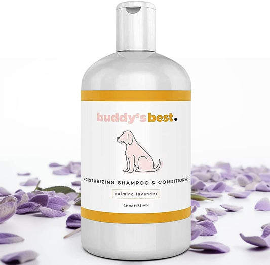 Buddy’s Best Oatmeal Dog Shampoo & Conditioner – Hypoallergenic, Lavender Scent, Moisturizing for Sensitive Skin – 16 oz