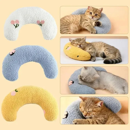 U-Shaped Pet Pillow – Soft Neck & Headrest for Cats and Small Dogs