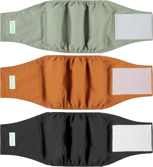 Wegreeco Washable Male Dog Diapers – 3 Pack Belly Bands for Small Dogs (11"-14" Waist) – Leak-Proof & Reusable Wraps