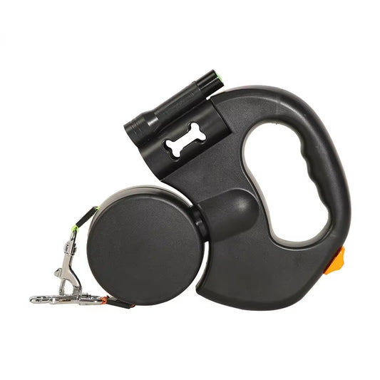 LED Retractable Double Dog Leash – 3M Tangle-Free with Waste Bag Holder