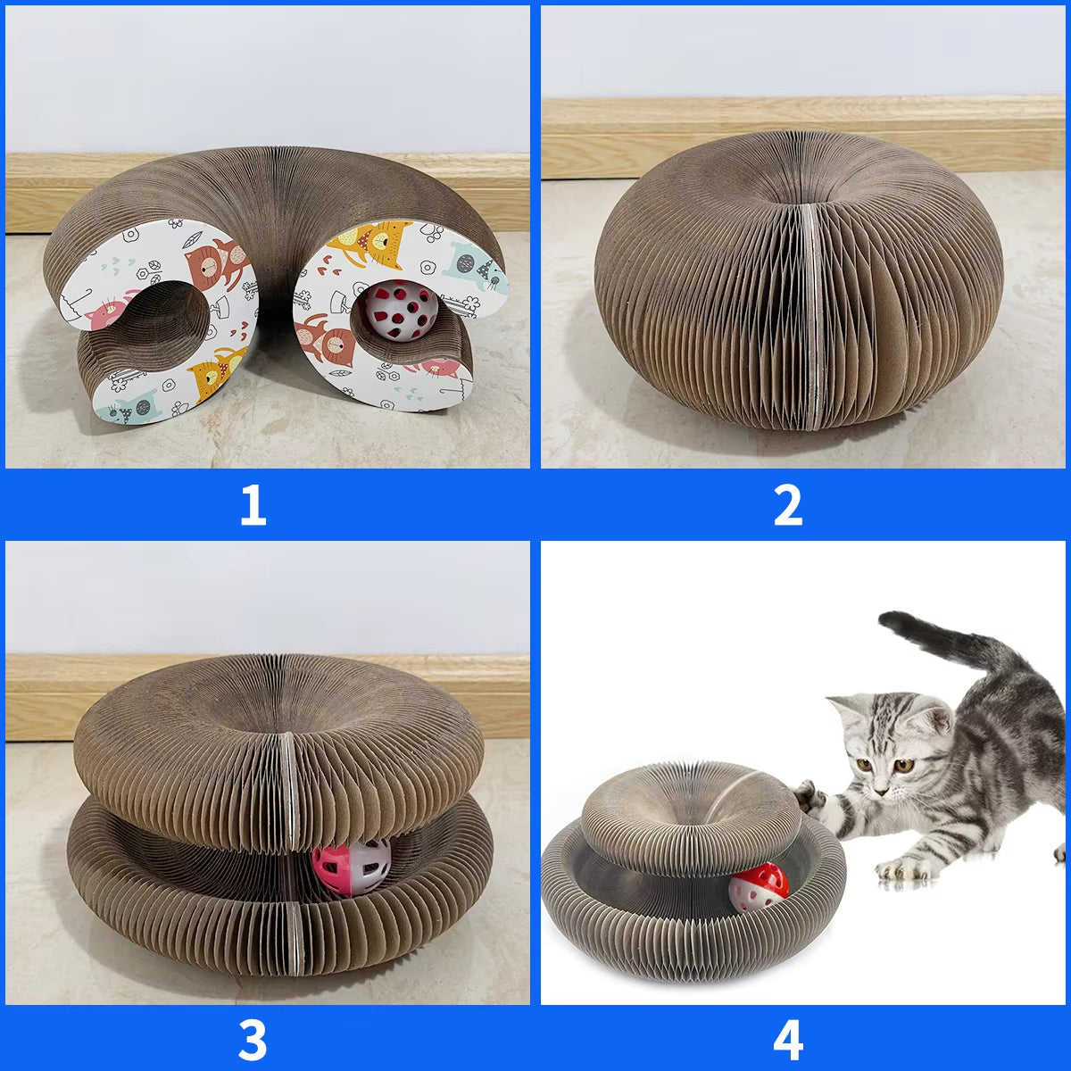 Foldable Cat Scratching Board – Interactive Accordion Design
