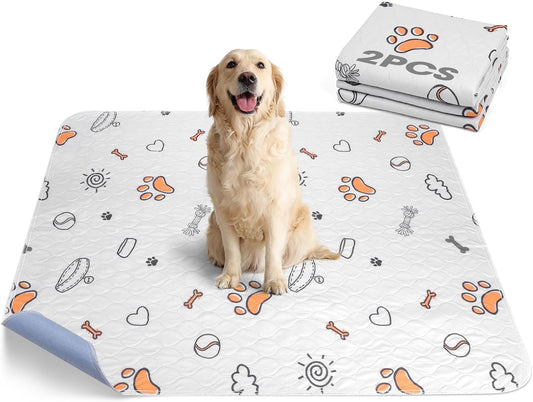 Washable Reusable Dog Pee Pads – 2 Pack Large 36"x41" Waterproof Training Pads with Anti-Slip Bottom, Super Absorbent, Machine Washable