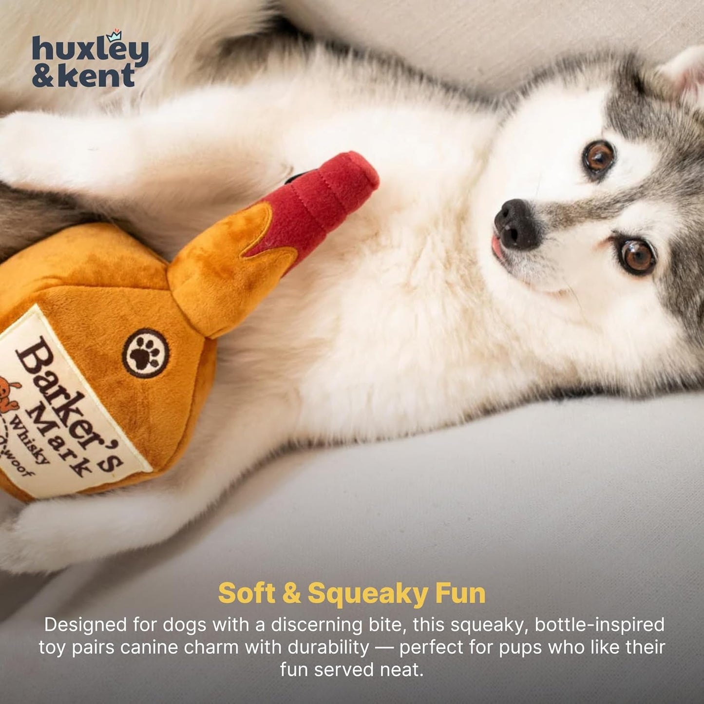 Plush Dog Toy with Squeaker – Durable Power Plush Stuffed Toy for Small & Large Dogs – Soft, Cute & Tough – Barker’s Mark, Large