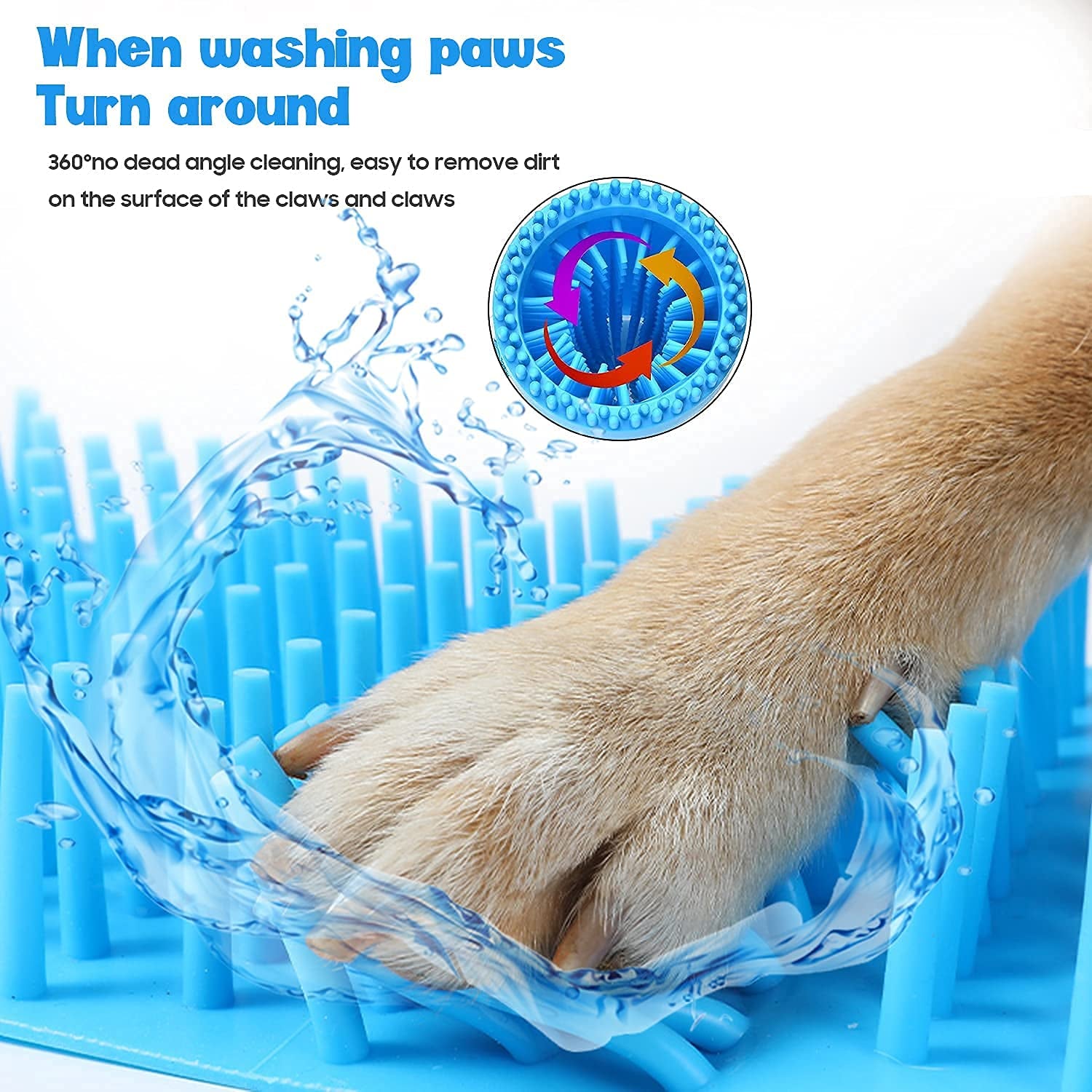 2-in-1 Portable Dog Paw Cleaner & Grooming Brush – Soft Silicone Pet Foot Washer Cup for Muddy Paws – Large Size for Dogs