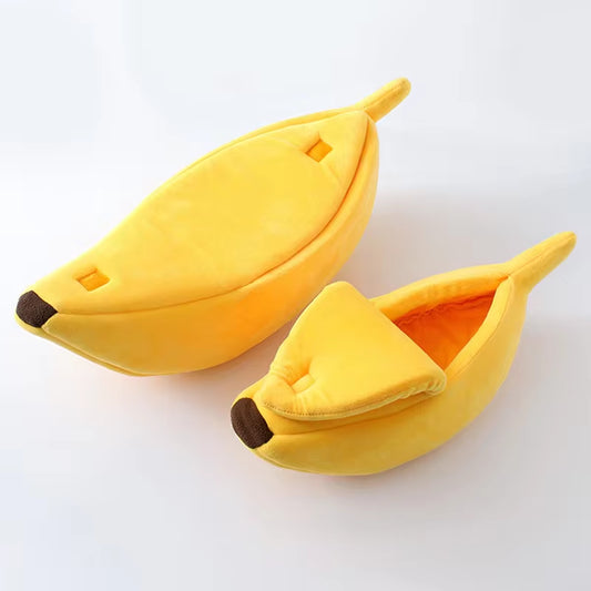 Banana Shape Cat Bed – Cozy Plush Pet House for Cats & Small Dogs