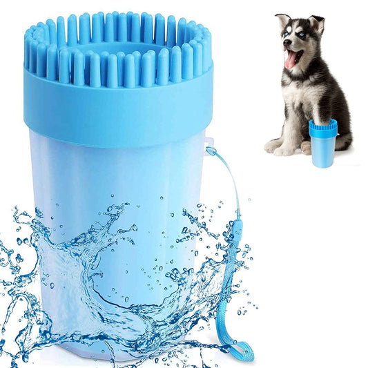 2-in-1 Portable Dog Paw Cleaner & Grooming Brush – Soft Silicone Pet Foot Washer Cup for Muddy Paws – Large Size for Dogs