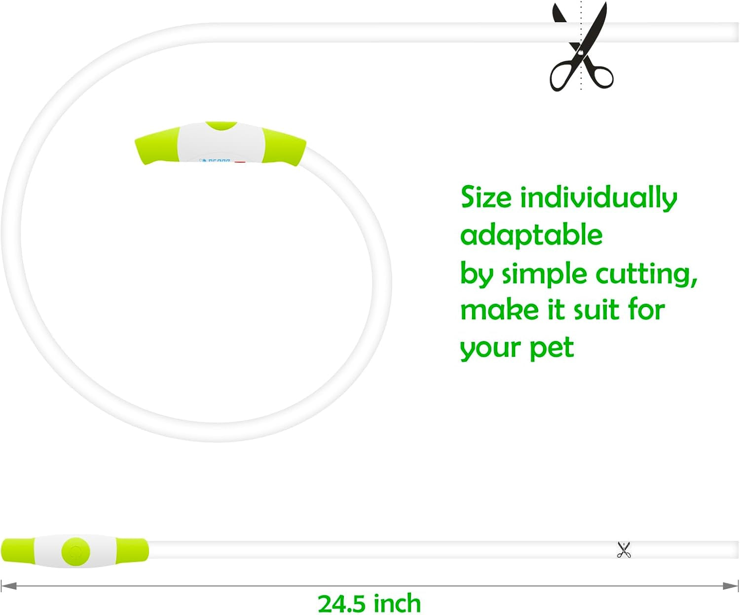 LED Dog Collar – USB Rechargeable Light-Up Safety Necklace for Small, Medium & Large Dogs – Adjustable, 3 Modes, 360° Visibility (Green)
