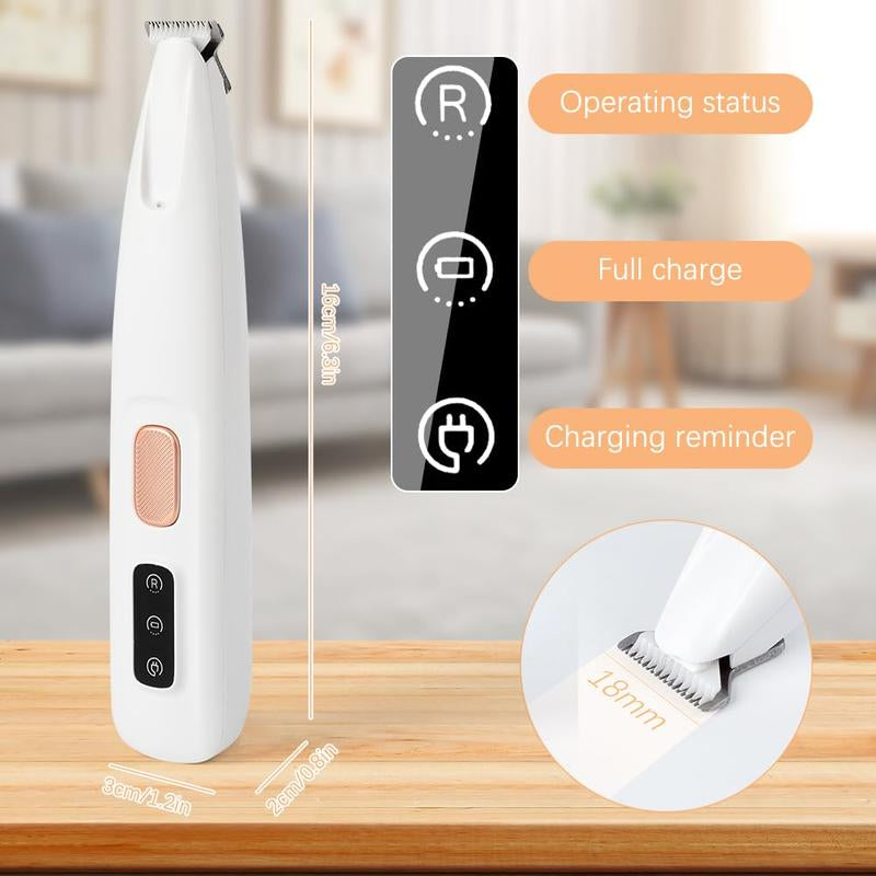 Dog Paw Trimmer with LED Light – Low Noise, Waterproof, Electric Pet Clippers with LED Display for Dogs & Cats