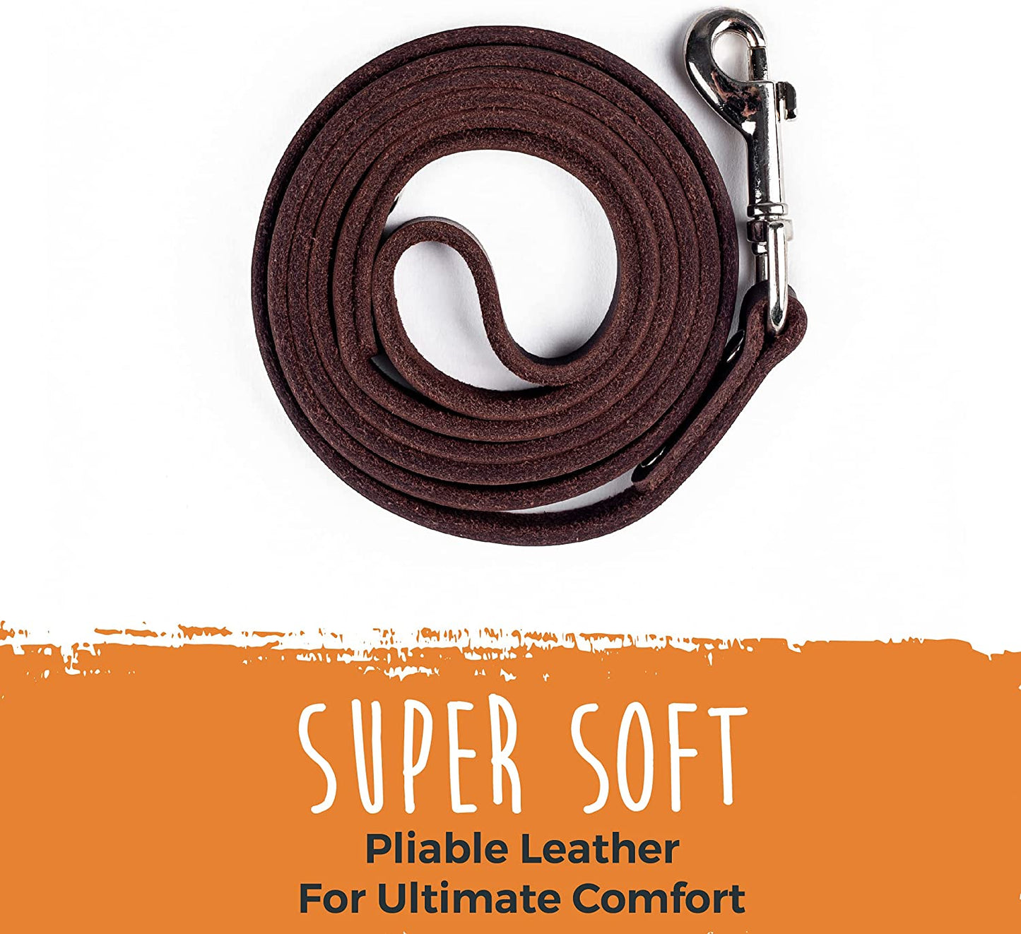 Leather Dog Leash – 100% Genuine Distressed Cowhide, Heavy-Duty for All Pet Sizes, Soft & Stylish Design – Mighty Paw